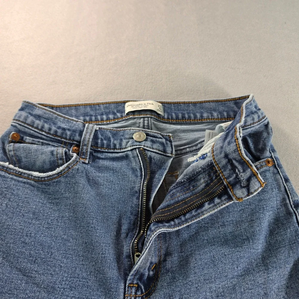 Abercrombie & Fitch Ankle Straight Ultra High Rise Jeans Blue Women 27 4R
